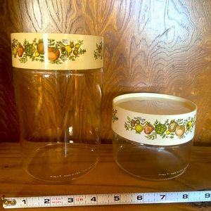 Vintage- Retro Set of 2 Corning Pyrex ‘Spice of Life’ Clear glass off two (2)